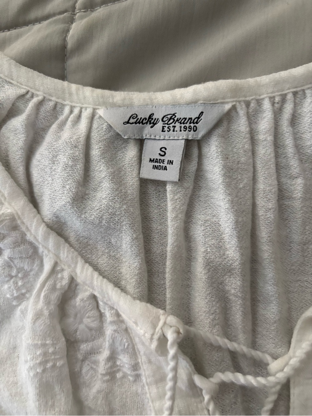 Lucky Brand White Embroidered Tie-Front Sleeveless Top - Picture 3 of 3